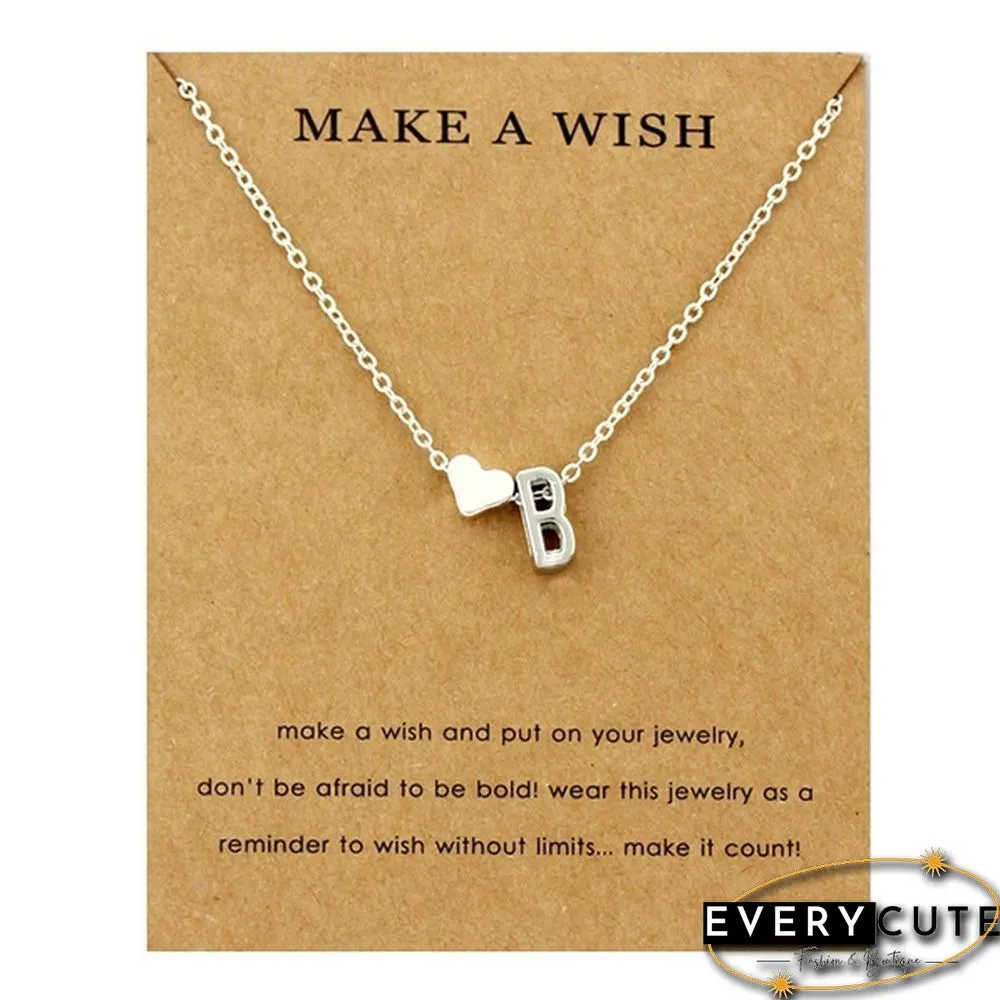 Fashion 26 Letters Sweater Chain Necklace Tiny Love Heart Pendants for Women Collier Lovers Gift Choker Necklace Pendant Gifts Jewelry Friendship Gifts