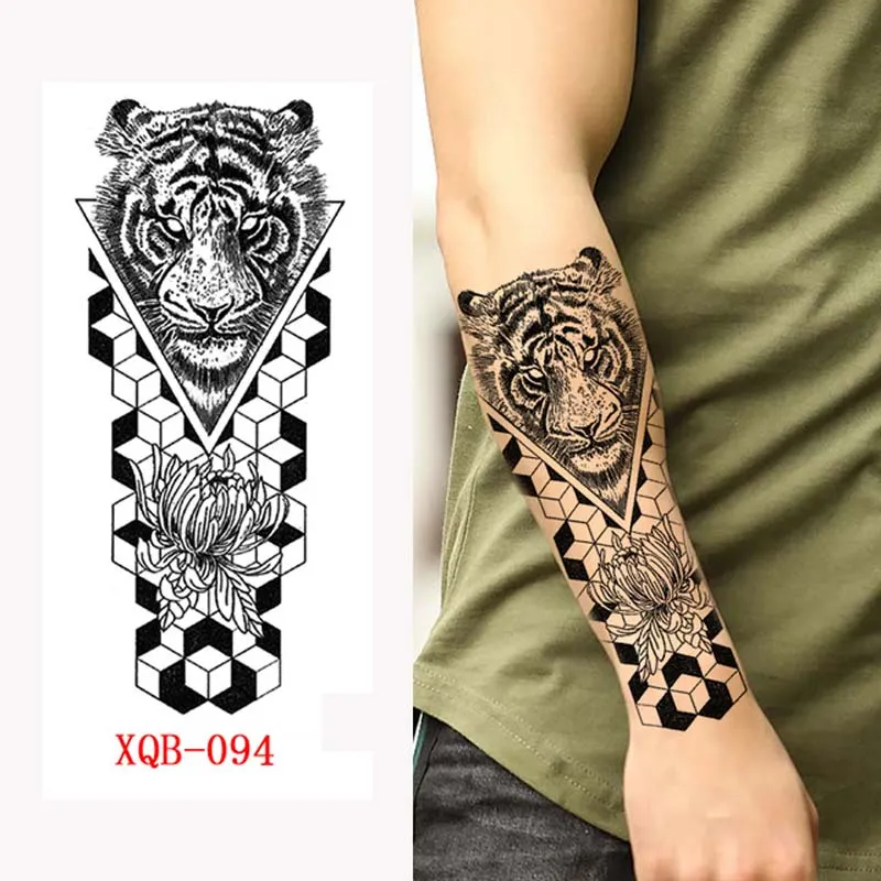 Sdrawing Forest Animal Temporary Tattoos for Men Wolf Tattoo Stickers Tiger Skull Skeleton Fake Tattoo for Women Arm Sleave