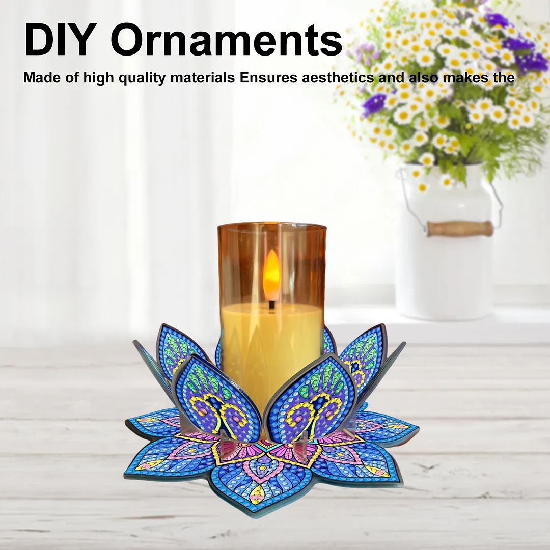 Mandala Lotus-G Acrylic DIY Diamond Painting Candle Holders Without Candles Crystal Painting Tealight Candle Stand Table Centerpiece for Adults Beginners Home Party Decor