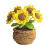 Crochet Flowers Potted Plants Decorative Crochet Ornaments DIY Gifts for Friends