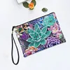 DIY Diamond Art Cosmetic Bag Flowers PU Women Clutch Kit