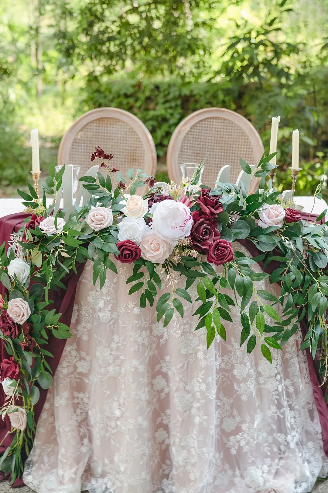 Head Table Flower Garland in Romantic Marsala