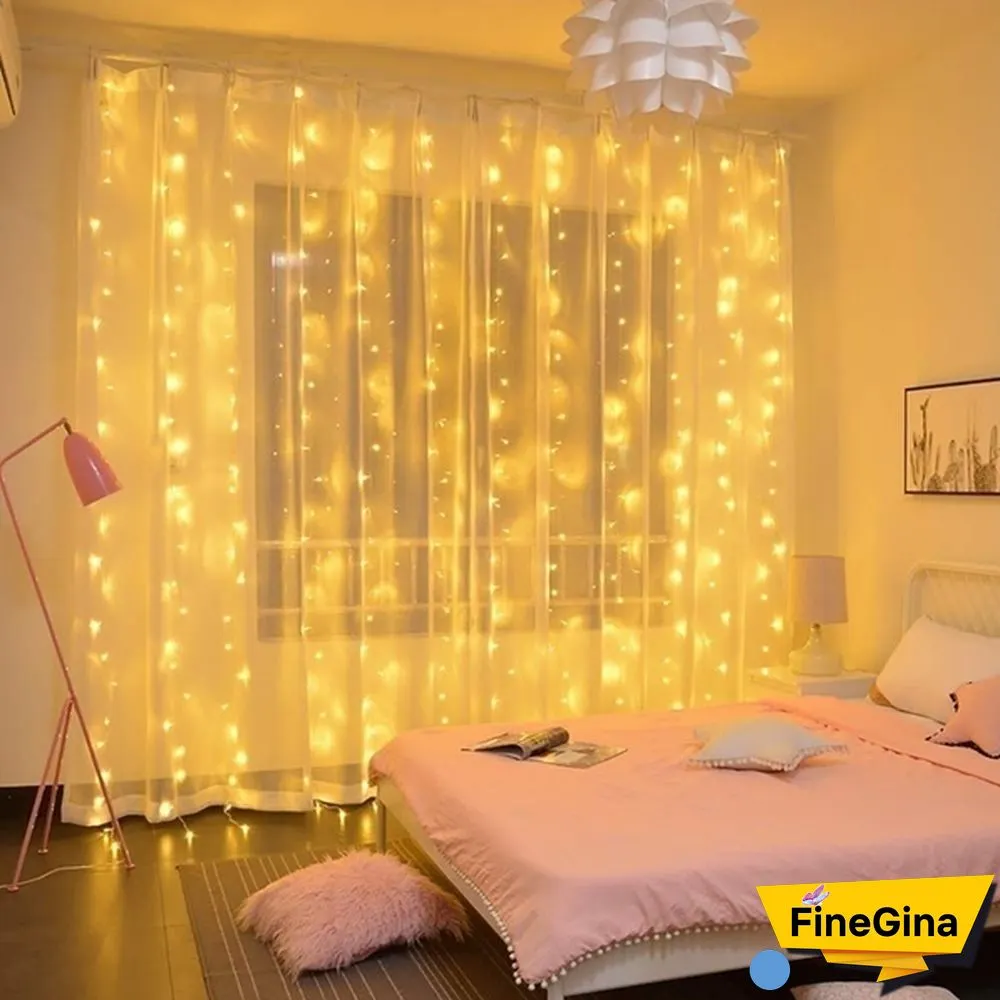 300LED Curtain String Lights 8 Modes with Remote Control Waterproof Fairy Lights Wedding Party Room Christmas Decoration Lights USB Powered