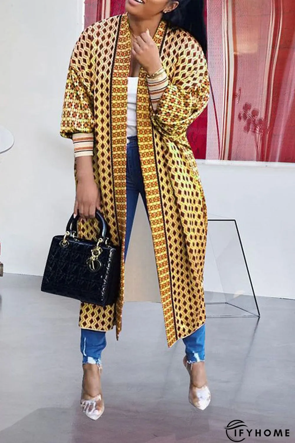 Digital Print Long Sleeve Cardigan Coat | IFYHOME