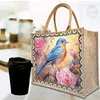 Diamond Painting Flowers and Bird Linen Tote Bag Replaceable Canvas for Women