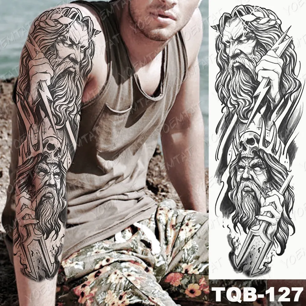 Large Arm Sleeve Tattoo Owl Angel Rose Waterproof Temporary Fake Tatoo Sticker Skull Fox Wings Men Women Full Totem Tatto Artes