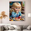 Blonde Little Girl Eating Breakfast-11CT Stamped Cross Stitch 40*55cm/15.75*21.65in