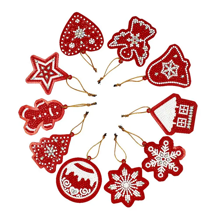 10pcs DIY Full Drills Diamond Painting Special Shape Christmas Tree Pendant gbfke