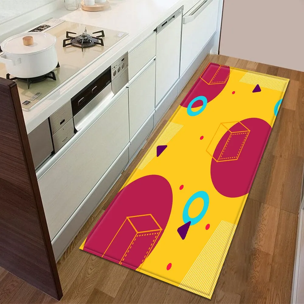Kitchen Mat Bedroom Entrance Doormat 3D Geometric Pattern Home Floor Decoration Living Room Carpet Bathroom Non-Slip Rug