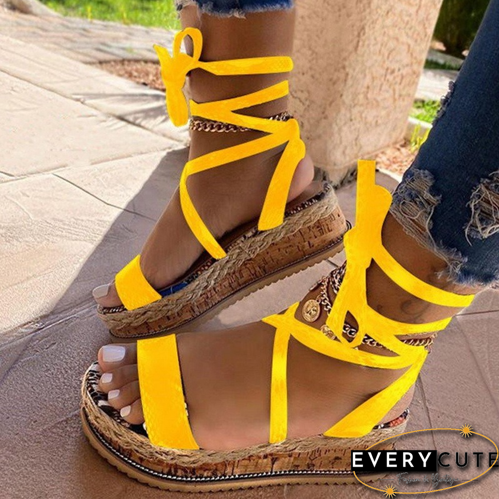 New Summer Women Snake Sandals Platform Heels Cross Strap Ankle Lace Peep Toe Beach Party Ladies Shoes Zapatos Sandals