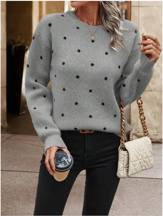Athvotar Athvotar Point T-Shirt With Long-Sleeved Knitted Jersey Temperament Elegant Loose Sweater