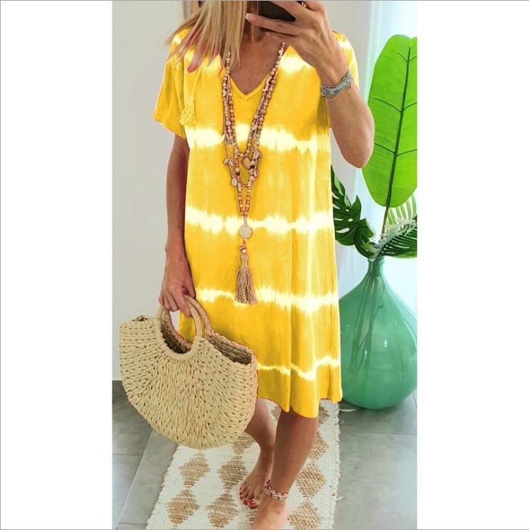 Fashion Tie Dye Print Loose Bohemian Casual Dress