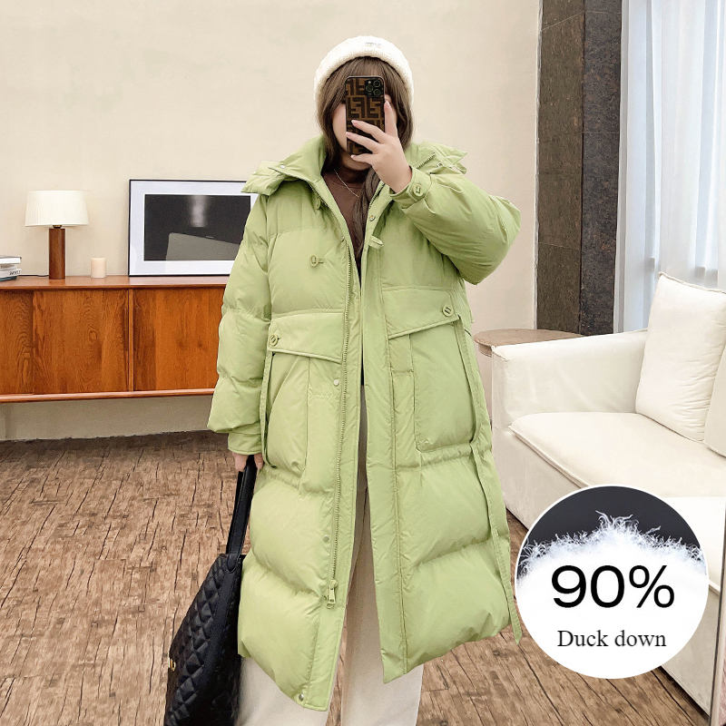 Plus Women's Winter Down Coat with Detachable Hood
