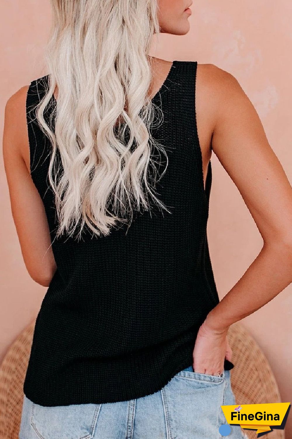 KarliDress V-neck Solid Thick Strap Top P12898