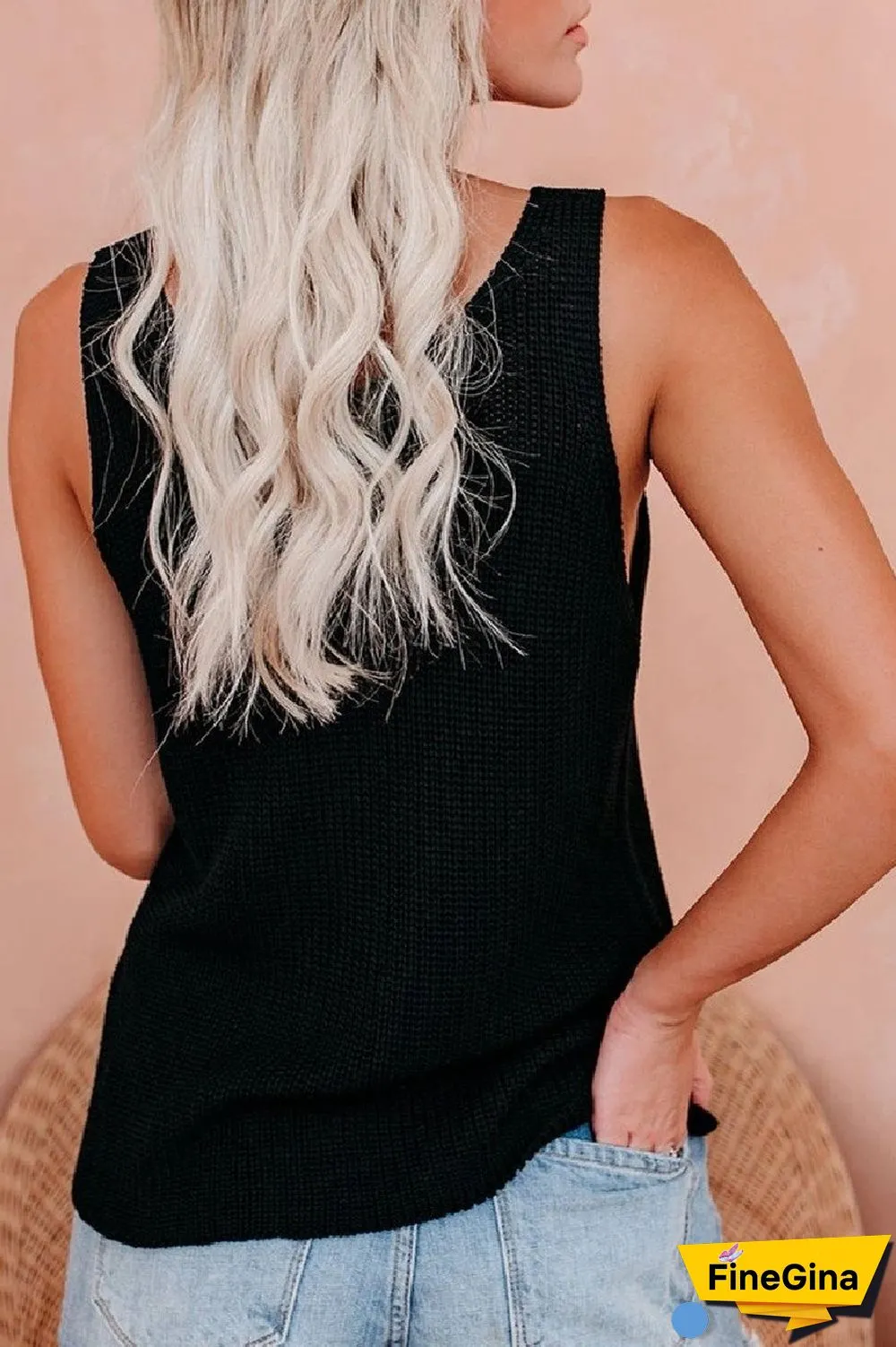 KarliDress V-neck Solid Thick Strap Top P12898