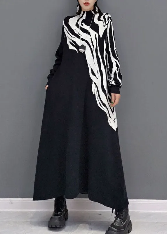 Classy White Print Knit Sweater dresses