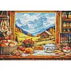 Autumn Window View-14CT Stamped Cross Stitch Egyptian Cotton 95*75cm/37.4*29.53in(Big Size)