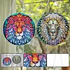 2pcs Diamond Painting 2D Flat Lion Pendant Decor for Home & Windows