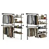 [US Local Warehouse] 14.6x76x82.7Inch Industrial Pipe Clothing Rack with Hanging Rods Heavy Duty Clothes Organizer Large Capacity Display Hanging Garment Rod Wooden Clothes Storage Shelves for Walk In Closet