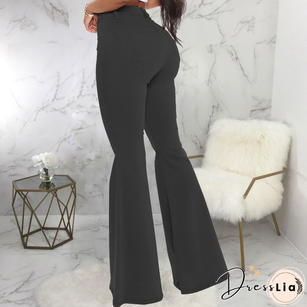 High Waist Stretch Plus Size Flare Jeans Pants