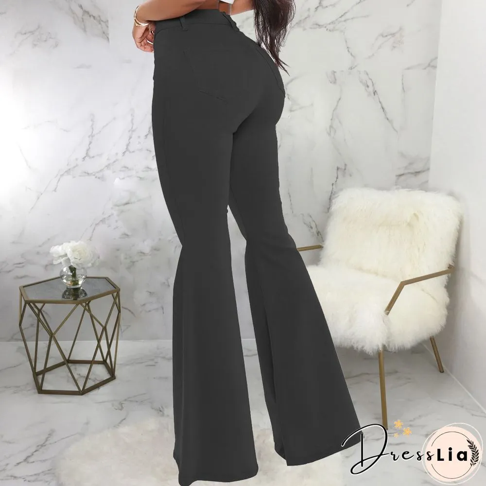 High Waist Stretch Plus Size Flare Jeans Pants