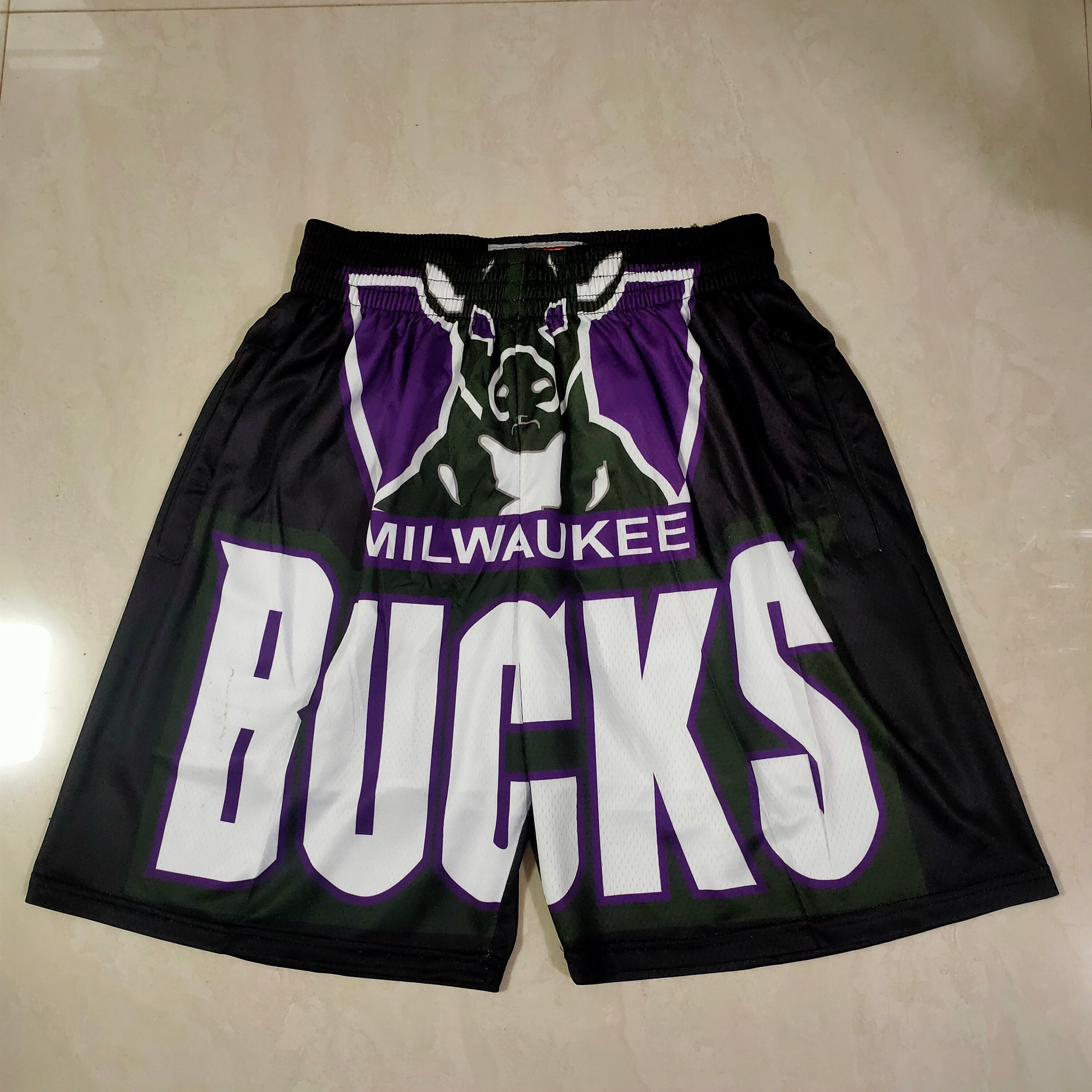 Milwaukee Bucks black mitchell&ness pocket Pants Shorts