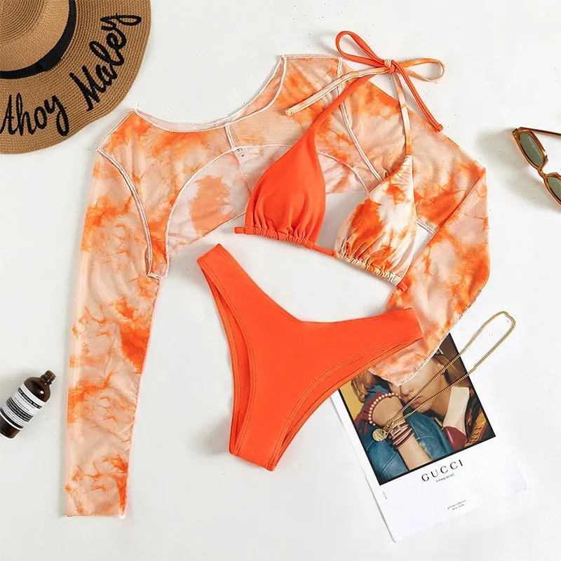 Peachtan Sexy micro bikini set High cut swimsuit women Long sleeve swimwear conjunto biquinis feminino trajes de ba&ntilde;o mujer 2022