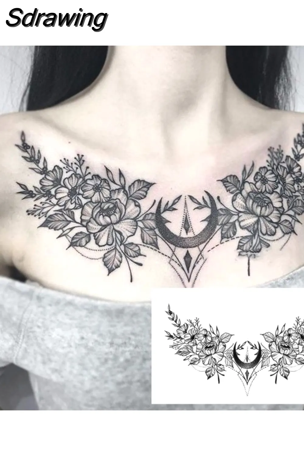 Sdrawing 4/5/9/10/18 PIeces Long Lasting Blue Flower Jewelry Tattoo Sticker Sexy Belly Block Scar Stretch Marks Waterproof Tattoo Sticker 715-1