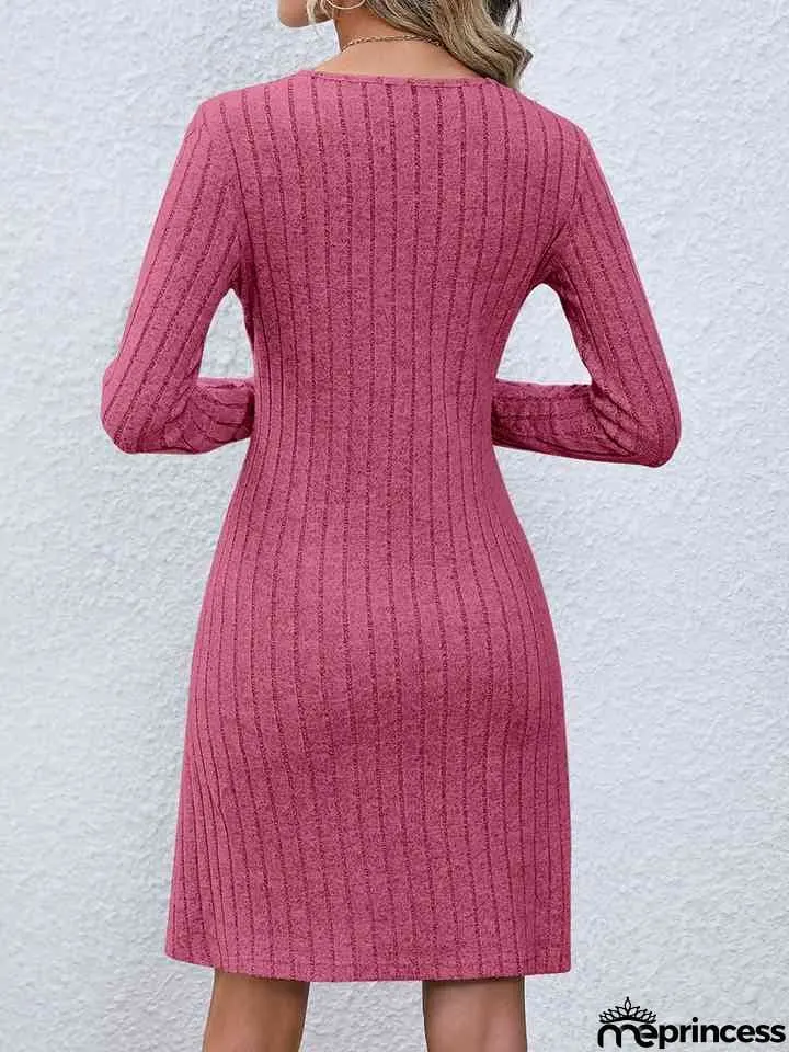 V-Neck Long Sleeve Mini Dress