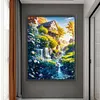 >SALE<Full Embroidery Cotton Thread14CT Print Landscape Flower Hut Cross Stitch50x65cm