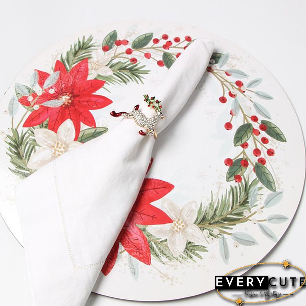 Metal Christmas Napkin Rings Holders Wreath Elk Christmas Tree Ring for Holiday Christmas Thanksgiving Home Table Decoration