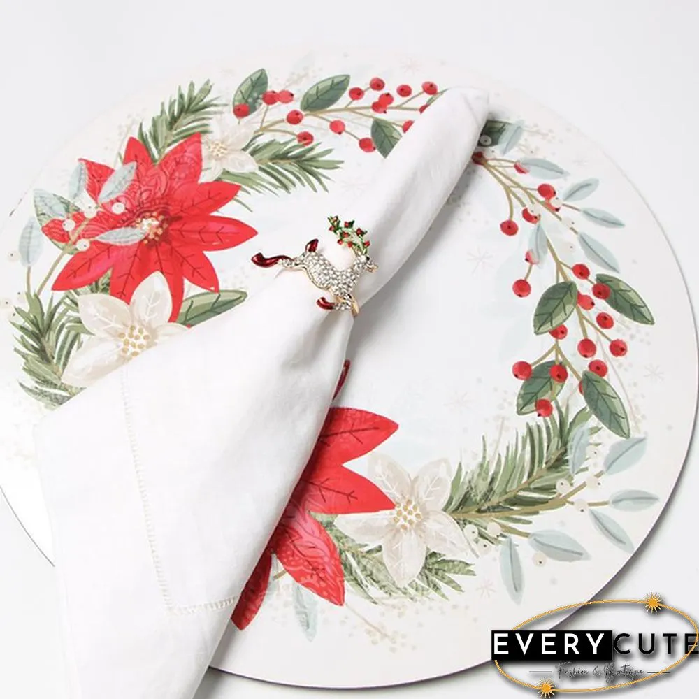 Metal Christmas Napkin Rings Holders Wreath Elk Christmas Tree Ring for Holiday Christmas Thanksgiving Home Table Decoration
