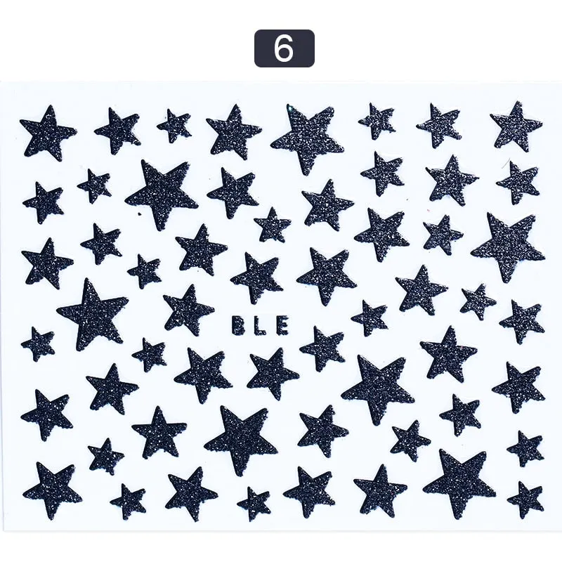 1 Sheet Butterfly Stars Series Nail Sticker Flower Leaves Slider Transfer Nail Decals Decoration Nail Art DIY Accessories-Nail Inspo