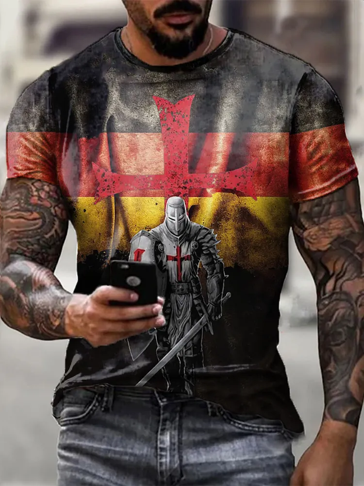 M&auml;nner Deutschland Knight Krieger bedrucktes Kurzarm T-Shirt