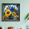 >SALE<Full Embroidery cotton 14CT Print Stain Glass Sunflower Cross Stitch 40x40cm