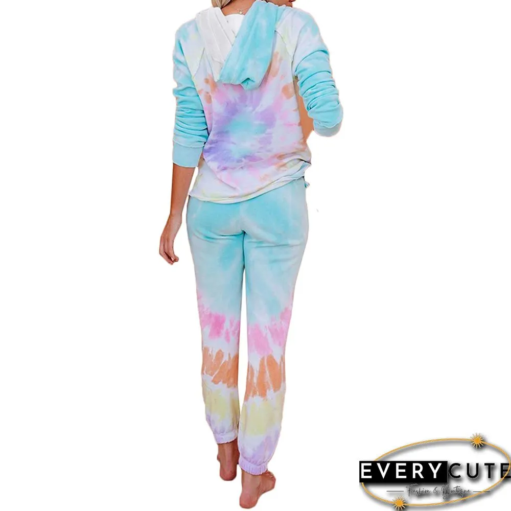 Multicolor Tie Dye Long Sleeve Pajama Set