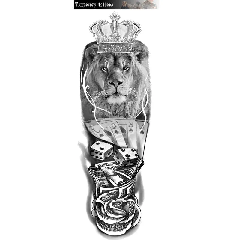 Waterproof Temporary Large Arm Sleeve Tatoo Sticker Fox Tiger Lion Animal Stickers Body Arm Legs Tattoos Temporary Paper Cover