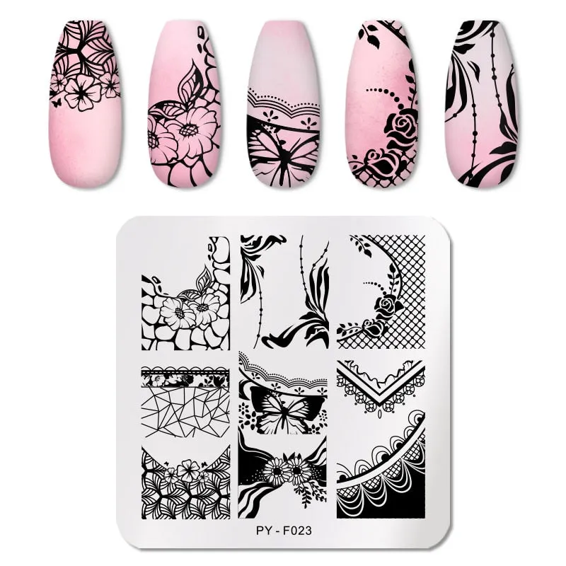 PICT YOU Nail Stamping Plates Flower Plant Pattern Nail Art Plate Stencil Stainless Steel Line Pictures Theme Image Plates Mold-Nail Inspo