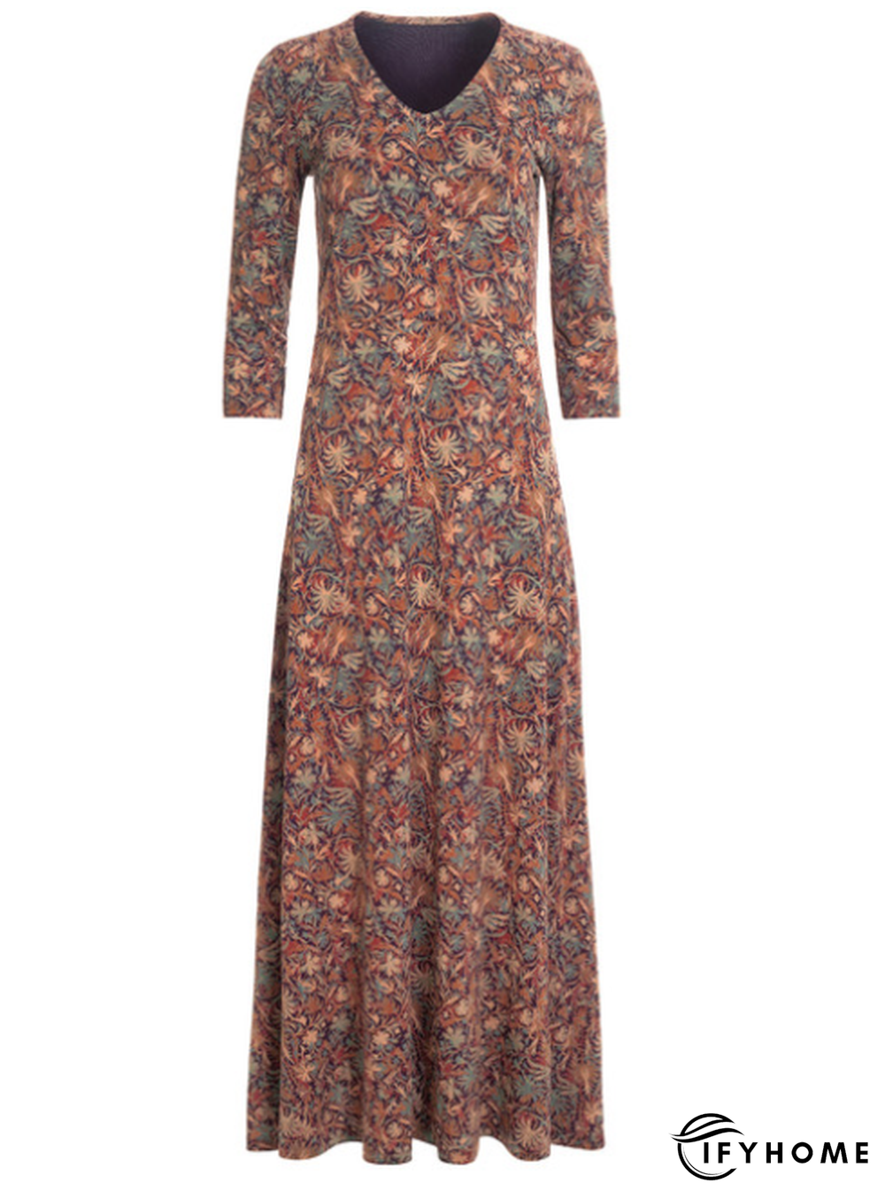 Women Fashion Casual Floral Cotton Dress | IFYHOME
