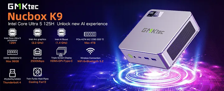 ミニPC GMKtec K9/Core Ultra 5 125H/office2021 Intel Ultra 5 125H Mini PC--NucBox K9