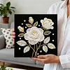 (25x25cm)DIY Pearl Painting Flower Framed Handmade Pearl Material Art Kit Living Room Decor