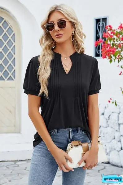 Notched Short Sleeve T-Shirt