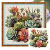 Succulent - 14CT Stamped Cross Stitch - 40*40cm - Flower