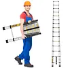 [US Local Warehouse] 4.4m Telescoping Ladder with 2 Triangle Stabilizers Portable Folding Loft Ladder