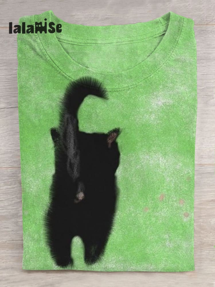 Cute Cat Lover Art Print T - Shirt Green / S