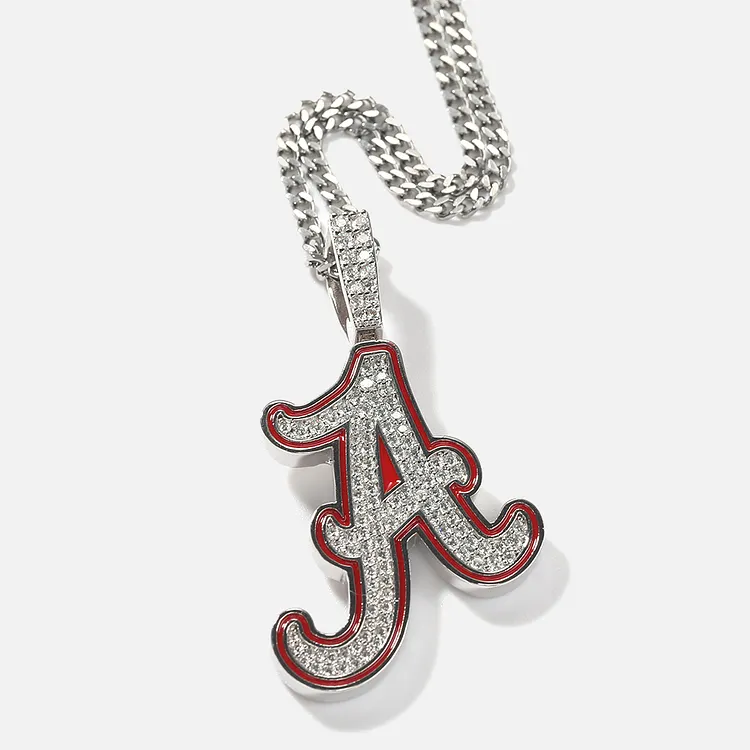 Iced Out Letter A Shaped Pendants Hip Hop Bling Bling Necklaces For Women And Men