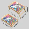 DIY Diamond Painting Wooden Tray Food Tray  with Folding Legs Living Room Decoration Donut Wooden Tray Kit (Unicorn)