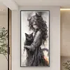 Black Cat Girl-11CT Stamped/14CT Counted Cross Stitch 50*100cm/19.69*39.37in(Big Size)