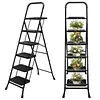 [US Local Warehouse] 5 Step Ladder w/ Wide Anti-Slip Pedal Support 330lbs Folding Step Stool for Home