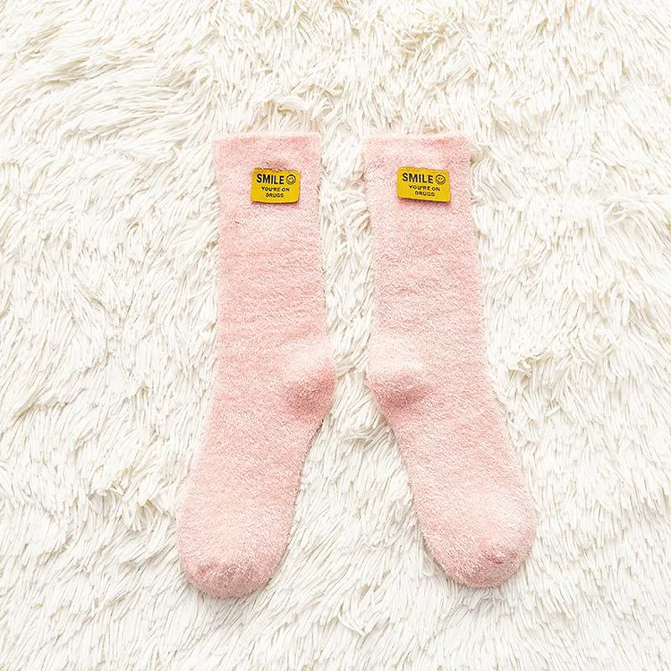 Personality Cloth Label Floor Socks